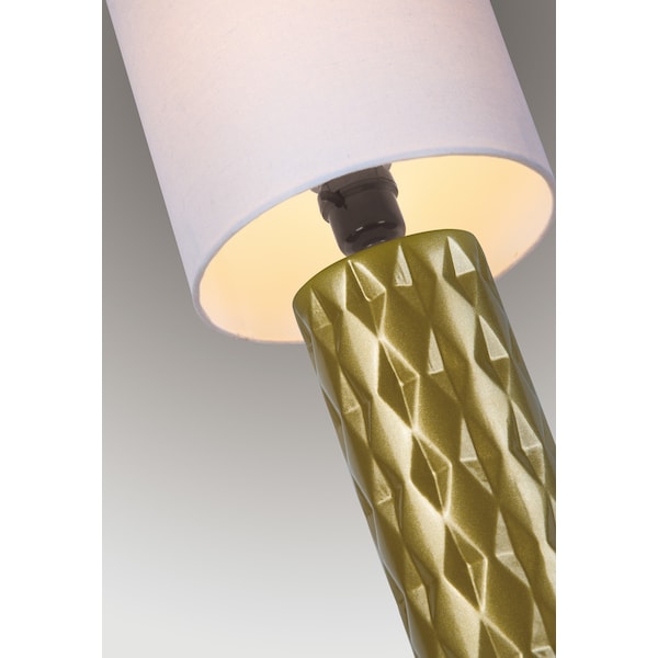 Mini Talbe Lamp, Gold Ceramic/White Linen Shade, E27 A 60W